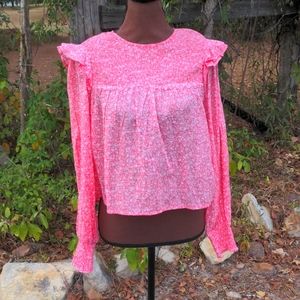 Billabong x Wrangler Coral Floral Print Round Neckline w/ Keyhole Closure NWT